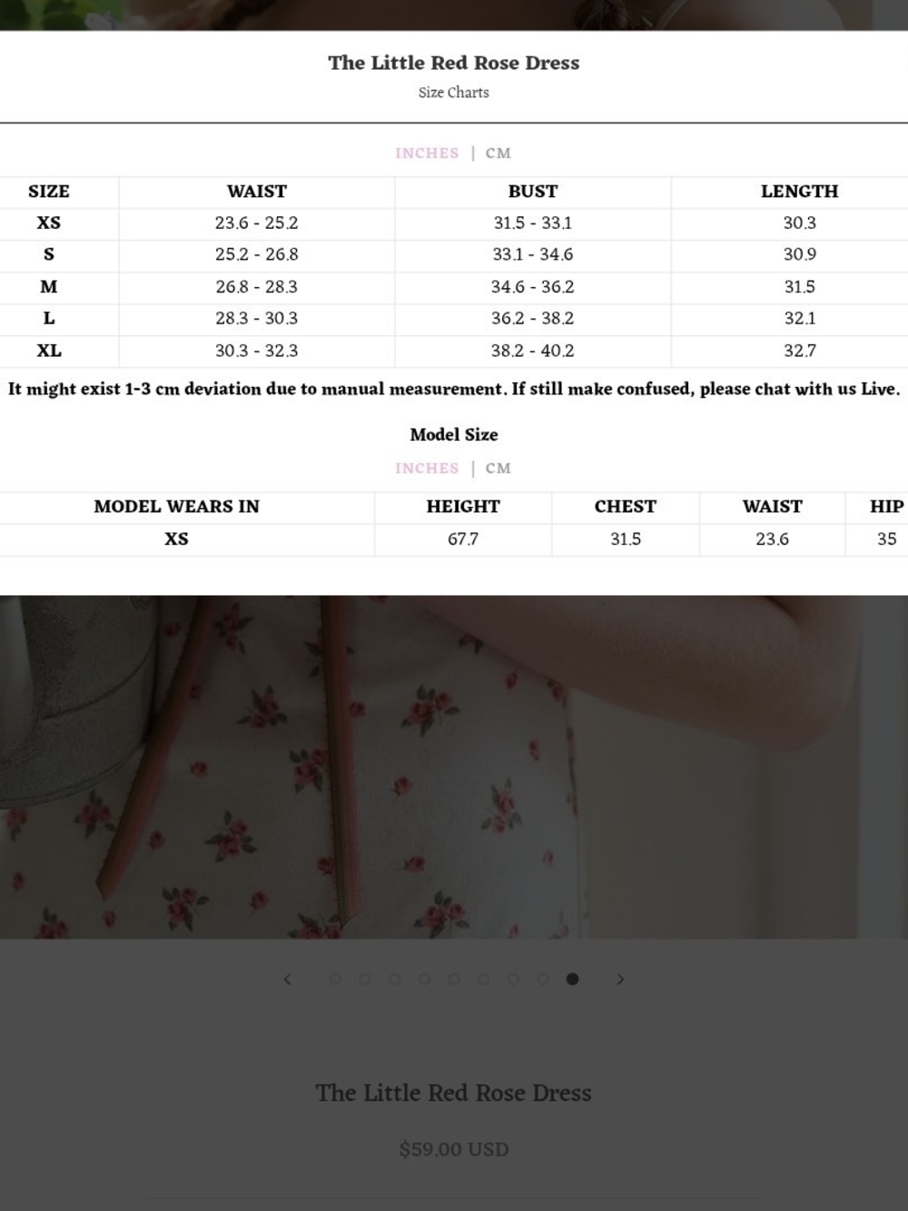 LaceMade Little Red Rose Dress Size L - Picture 6 of 6